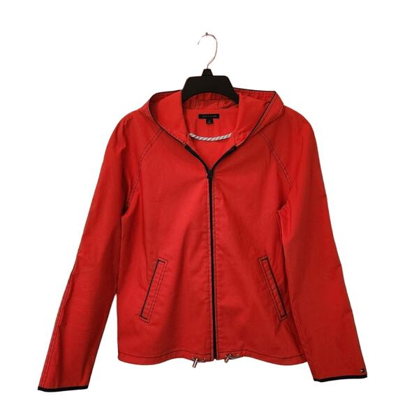 Tommy Hilfiger Jackets & Blazers - Tommy Hilfiger Women's Red Hooded Cotton Jacket Medium
